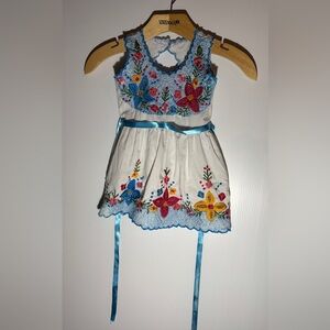 Floral Embroidered Kids handmade Dress waist is 22 inches maybe a 2T